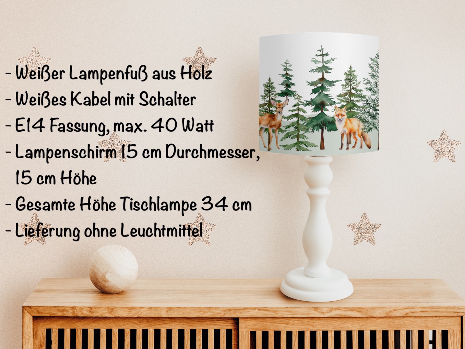 Lampe Wohnzimmer Wald Waldtiere , Lampenschirm grün, Hängelampe Küche, Tischlampe Wald 7