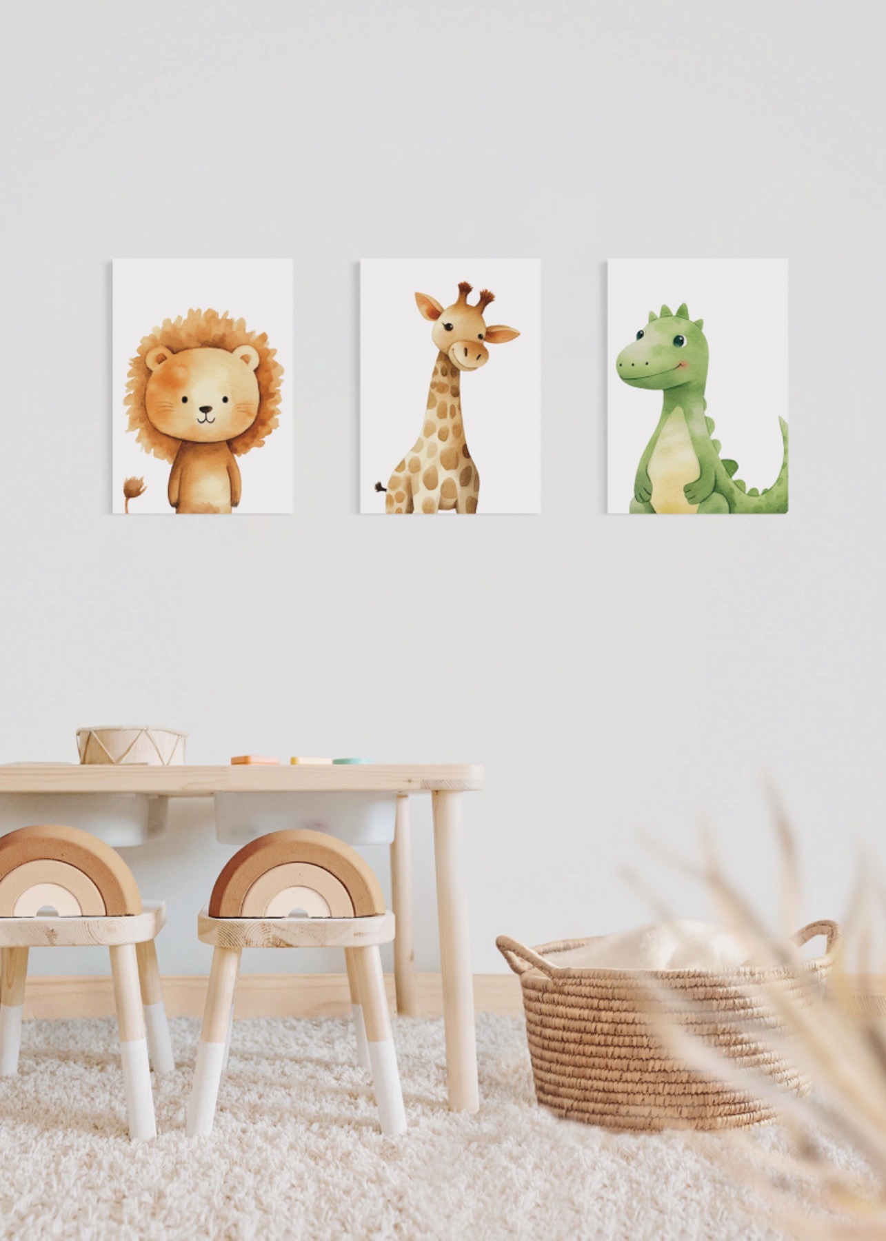 Poster Kinderzimmer Tiere, Krokodil Löwe Giraffe, Safari Kinderzimmer Poster Kinderposter 2