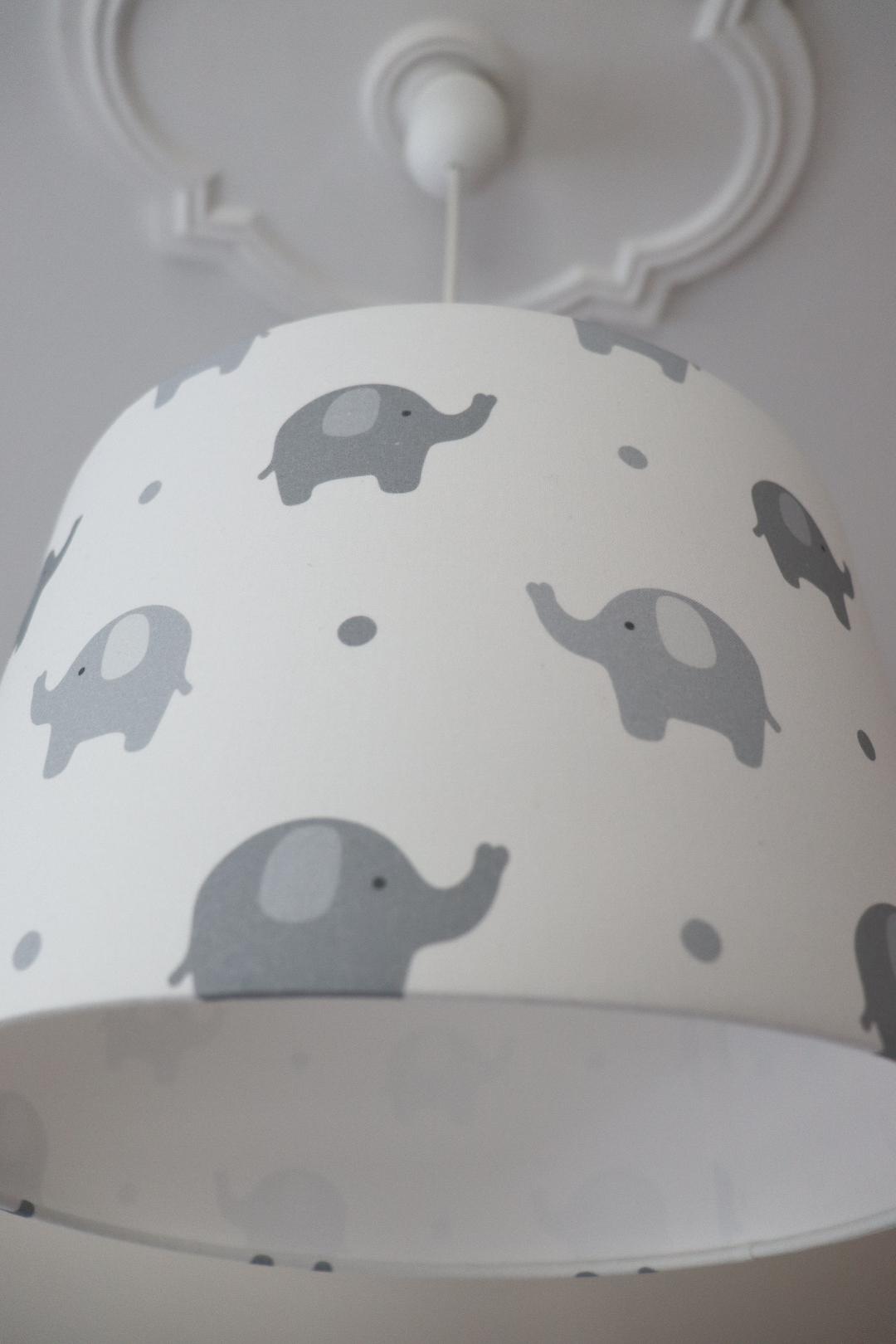 Lampenschirm Kinderzimmer Deckenlampe Elefanten und Punkte Kinderlampe Kinderzimmerlampe hellgrau 2