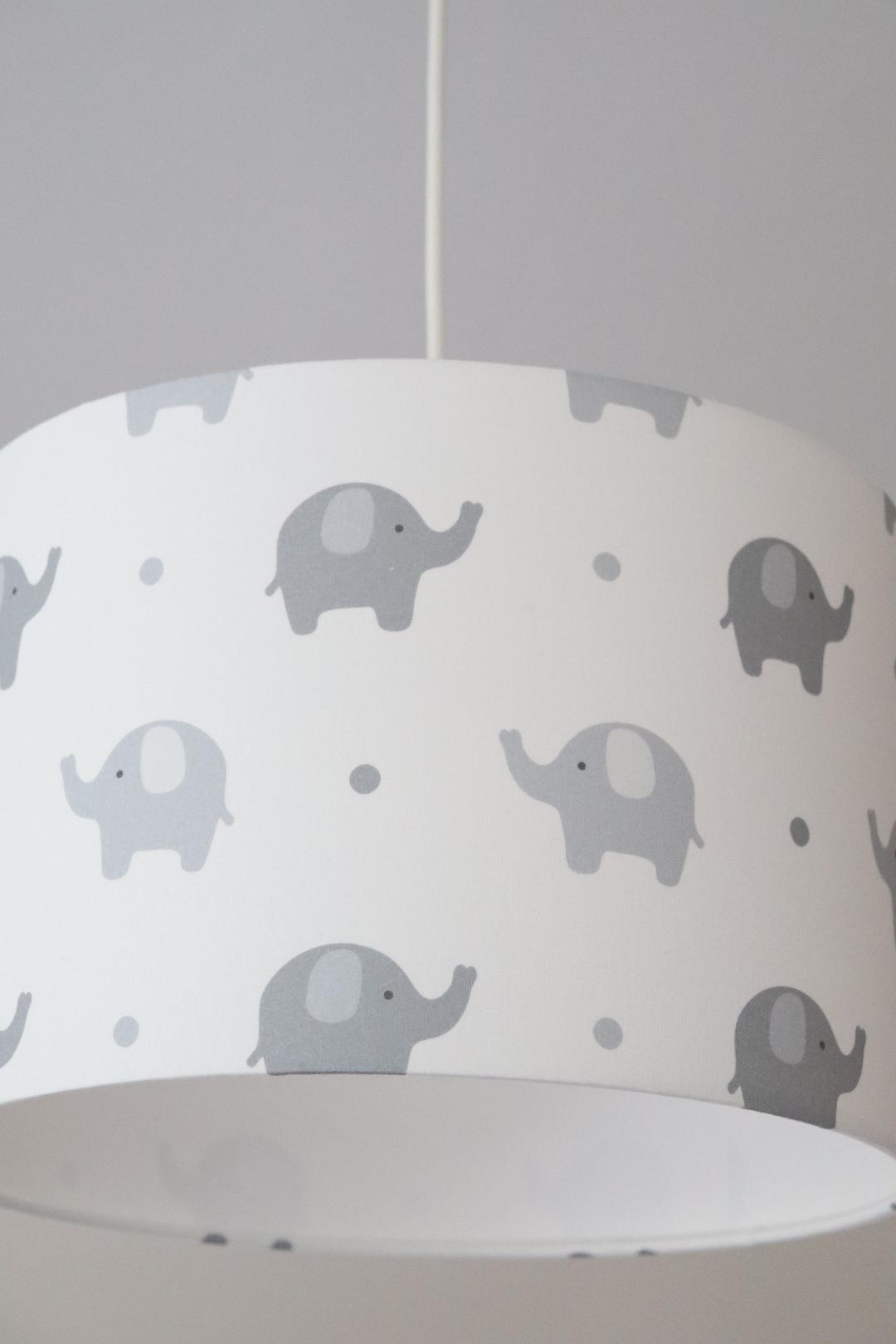 Lampenschirm Kinderzimmer Deckenlampe Elefanten und Punkte Kinderlampe Kinderzimmerlampe hellgrau 5