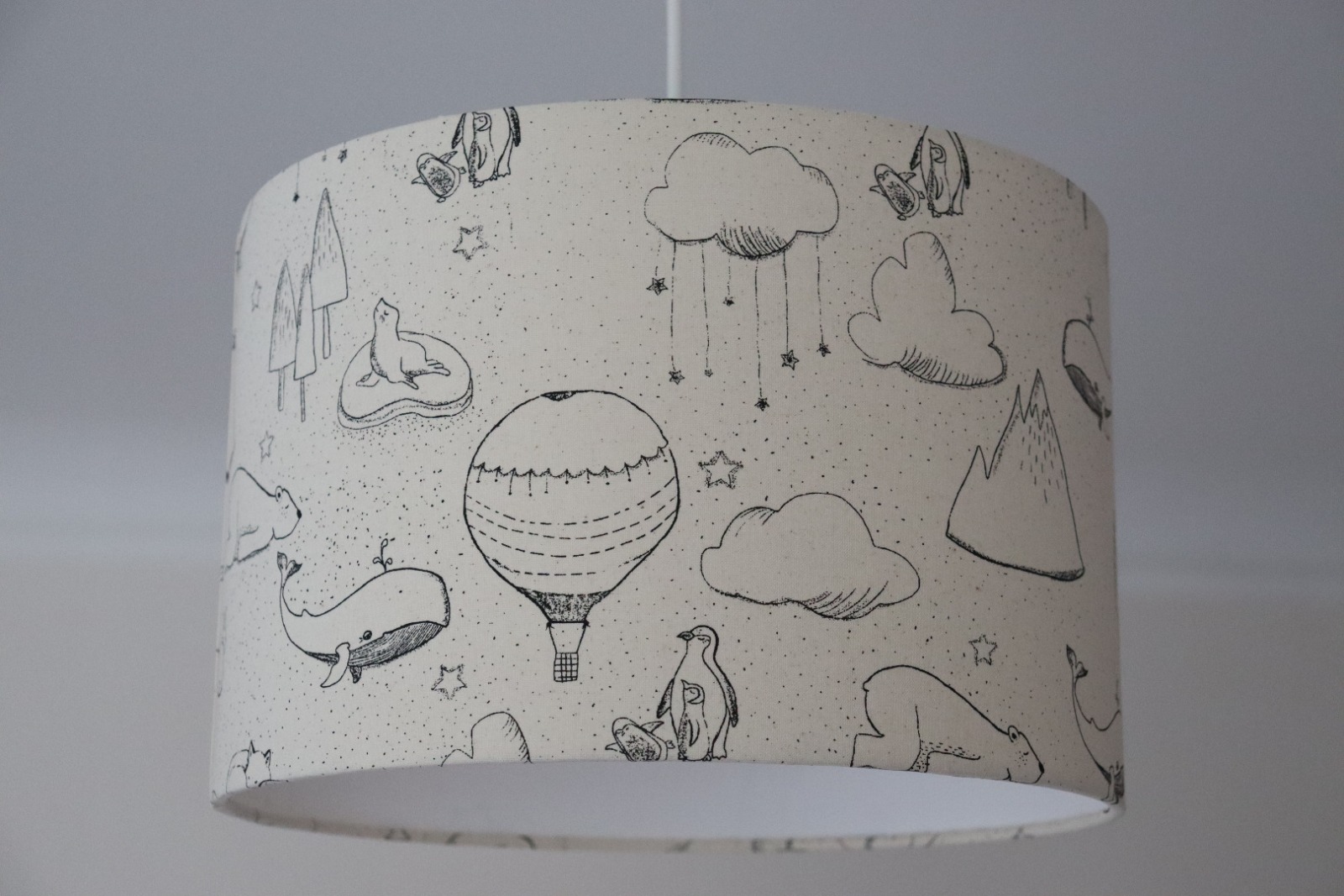 Tischlampe beige mit Wolken und Walen Tischlampe Kinderzimmer Kinderlampe Nachttischlampe 6