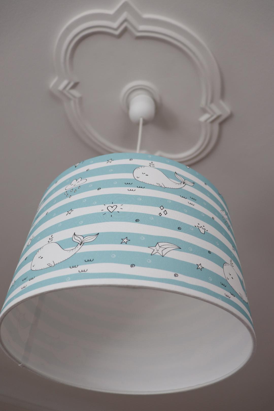 Lampenschirm Kinderzimmer Wale mint Deckenleuchte Streifen und Herzen Kinderlampe Kinderzimmerlampe 2