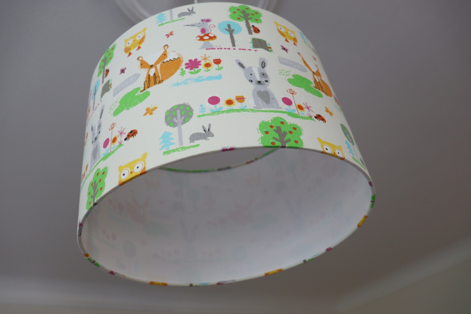 Lampenschirm Kinderzimmer Kinderlampe mit Waldtieren Kinderzimmerlampe Tiere Füchse Eule Hase 2