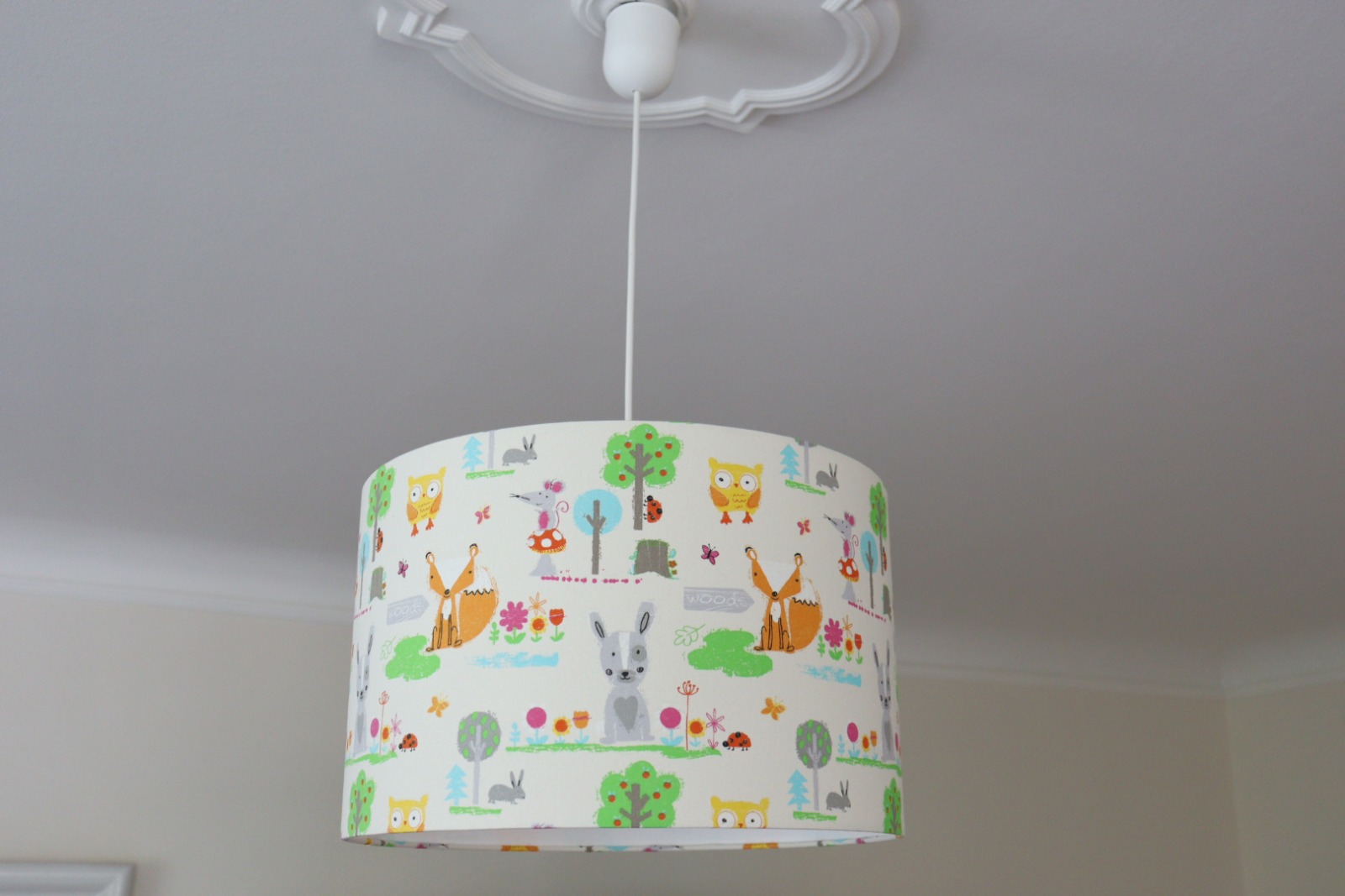 Lampenschirm Kinderzimmer Kinderlampe mit Waldtieren Kinderzimmerlampe Tiere Füchse Eule Hase 4