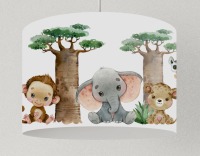 Lampenschirm Kinder Safari, Kinderlampe Wildtiere Elefant, Deckenlampe Wildtier, Hängelampe