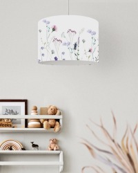 Lampe Blumen violett, Lampenschirm floral, Hängelampe Wildblumen, Deckenlampe Kornblumen 2