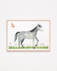 Poster Kinderzimmer mit Pferd und Schmetterling 2