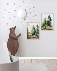 Kinderzimmer Poster Wald mit Fuchs, Reh, Rehkitz und Bär 2