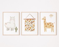 Boho Poster Kinderzimmer, Lama Poster, Kinder Poster Giraffe und Wolke 3