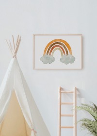 Poster Kinderzimmer mit Regenbogen, Einrichtung Deko Kinderzimmer, Regenbogen Deko Wanddeko