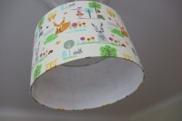 Lampenschirm Kinderzimmer, Kinderlampe mit Waldtieren, Kinderzimmerlampe Tiere Füchse, Eule, Hase 2