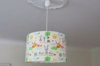 Lampenschirm Kinderzimmer, Kinderlampe mit Waldtieren, Kinderzimmerlampe Tiere Füchse, Eule, Hase 4
