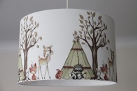 Lampenschirm Waldtiere, Kinderlampe mit Rehen und Füchsen 2