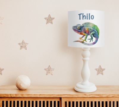 Tischlampe Kinder Chamäleon, Kinderlampe Tiere personalisiert, Lampe mit Namen, Geschenk Taufe