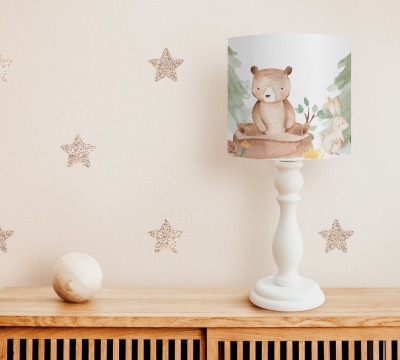 Tischlampe Kinderzimmer Waldtiere Fuchs und Bär Kinderlampe Tiere Geschenk zur Geburt oder Taufe
