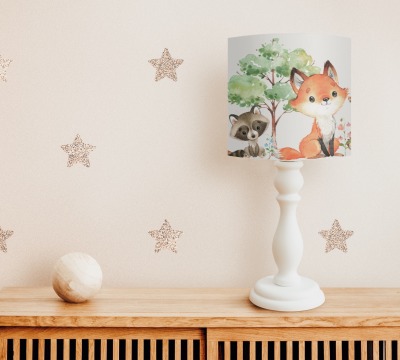Tischlampe Kinderzimmer Waldtiere Fuchs und Reh Kinderlampe Tiere Geschenk zur Geburt oder Taufe