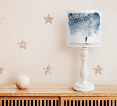 Tischlampe Kinderzimmer mit Namen, Kinderlampe Sterne, Geschenk zur Geburt oder Einschulung, Lampe