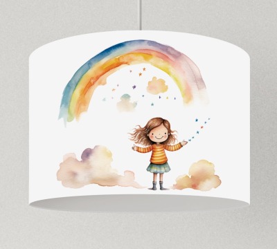 Lampenschirm Regenbogen und Wolken, Deckenlampe Mädchen, Lampenschirm Mädchen, Kinderzimmerlampe