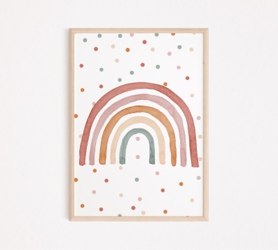 Poster Kinderzimmer mit Regenbogen und Punkten