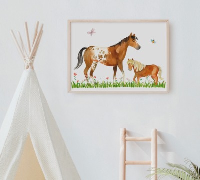 Poster Kinderzimmer mit Pferden