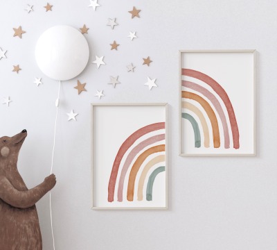 2 Poster für das Kinderzimmer mit Regenbogen