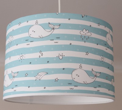 Lampenschirm Kinderzimmer Wale mint Deckenleuchte Streifen und Herzen Kinderlampe Kinderzimmerlampe