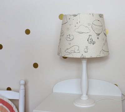 Tischlampe beige mit Wolken und Walen Tischlampe Kinderzimmer Kinderlampe Nachttischlampe