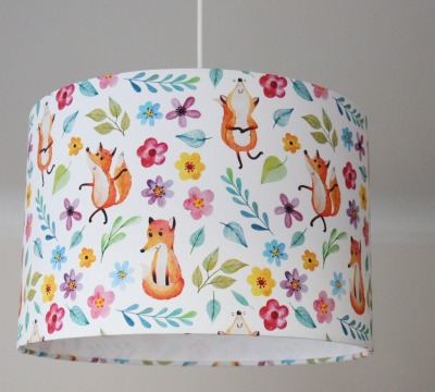 Lampenschirm Kinderzimmer Füchse und Blumen, Kinderlampe