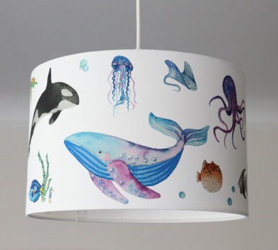 Lampe Wale und Fische viele Farben Lampenschirm Kinderzimmer Wale und Quallen