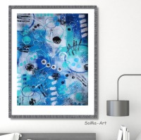 Farbintensives Acrylbild Geometrix Serie 3 Blau