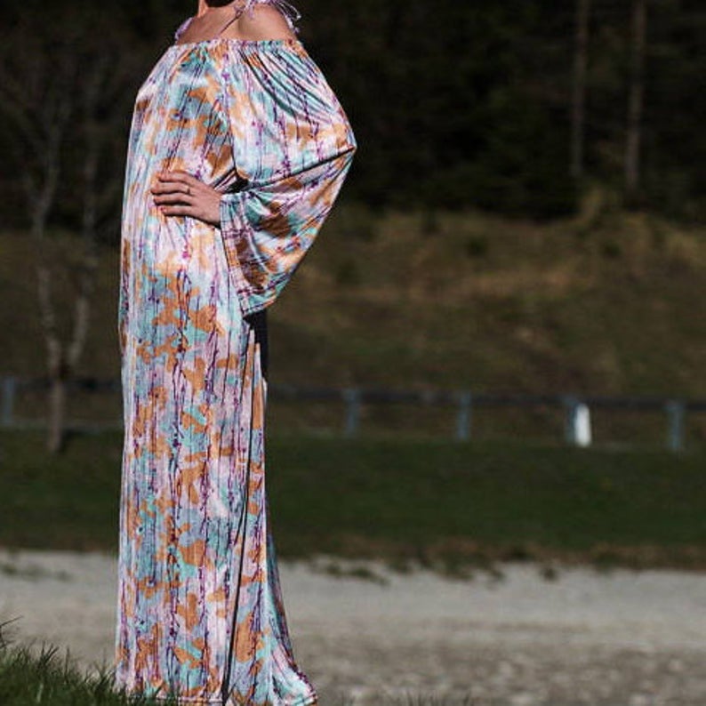 Kleid Kimono Kleid Boho Kleid Lange sommerkleid Schulterfrei 4