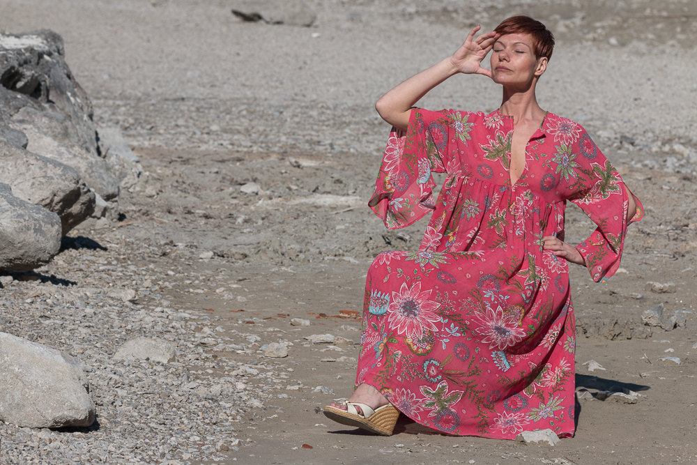 Kleid mit Kimonoärmeln Maxikleid Sommerkleid Rot Caftan Seidenkleid 9