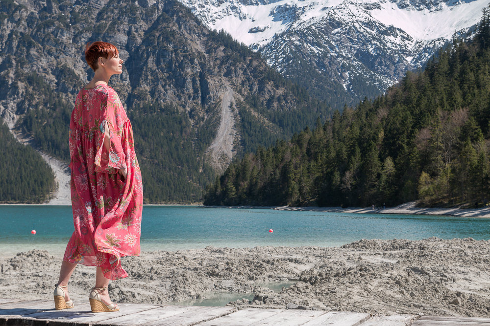 Kleid mit Kimonoärmeln Maxikleid Sommerkleid Rot Caftan Seidenkleid 8