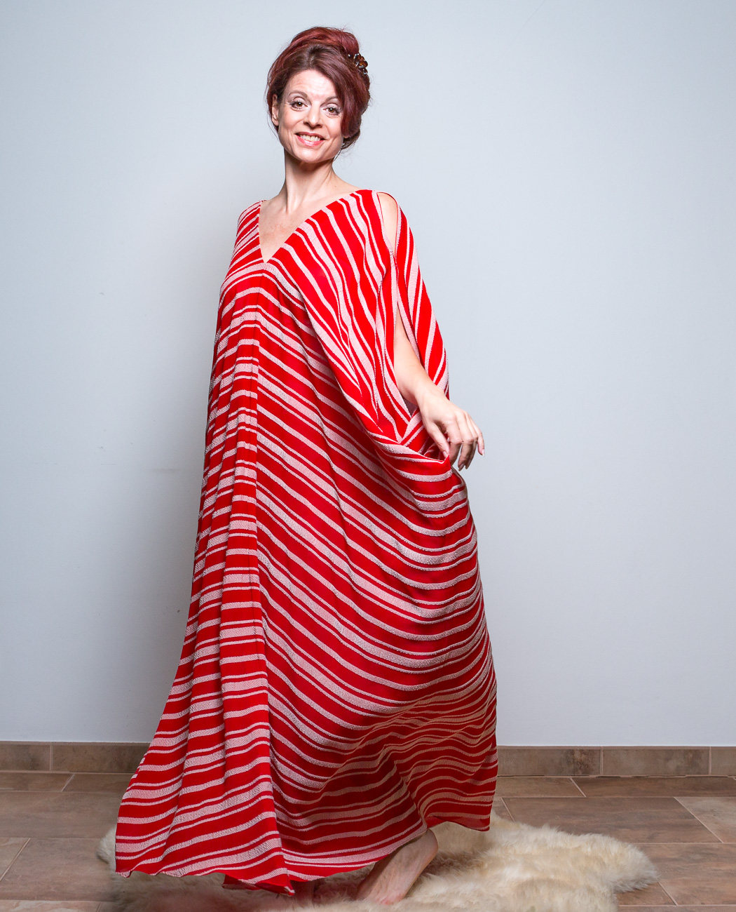 Rote Kimono Kleid Boho kleid Borneo Gestreifte Sommerkleid Oversized Kleid Lange Kleid Kaftan Sommerkleid ROTETULPE 5