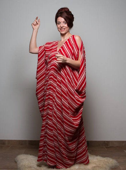 Rote Kimono Kleid Boho kleid Borneo Gestreifte Sommerkleid Oversized Kleid Lange Kleid Kaftan Sommerkleid ROTETULPE 8