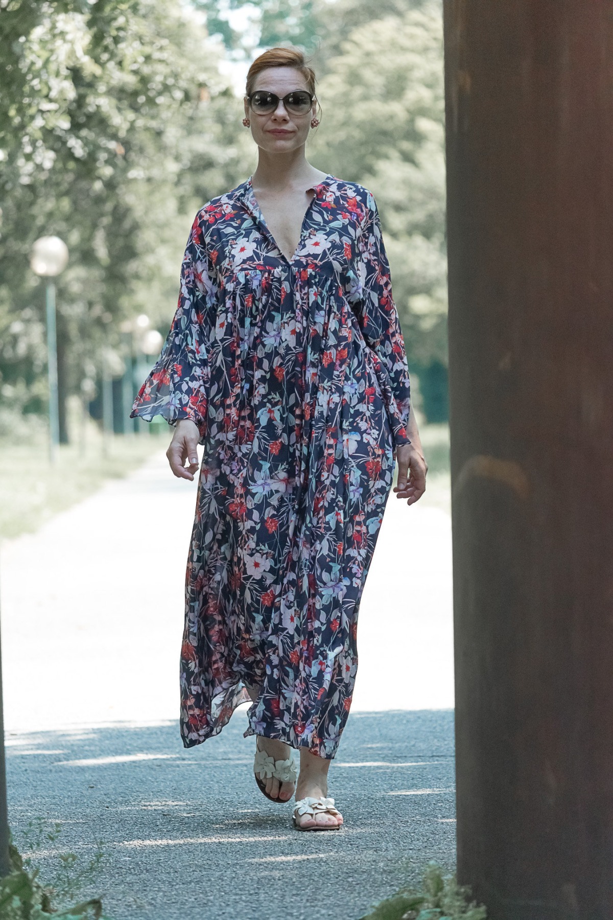 Kleid mit Kimonoärmeln Maxikleid Sommerkleid Rot Caftan Seidenkleid 3