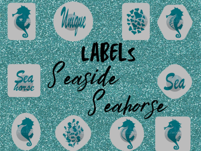 Plottdatei Seaside Seahorse Labels - Fadenblau
