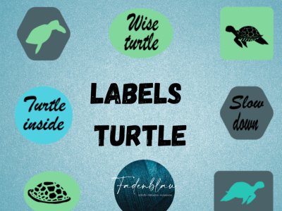 Plottdatei Seaside Turtels Labels - Fadenblau