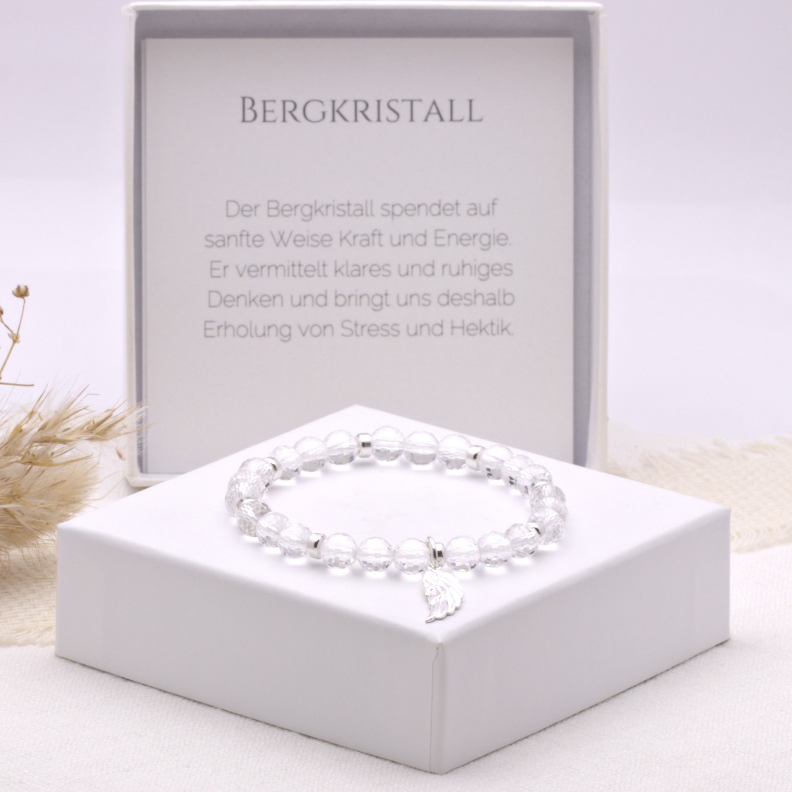 Bergkristall Armband Frauen mit Engelsflügel, 925er Silber, handmade, perfektes Geschenk zum