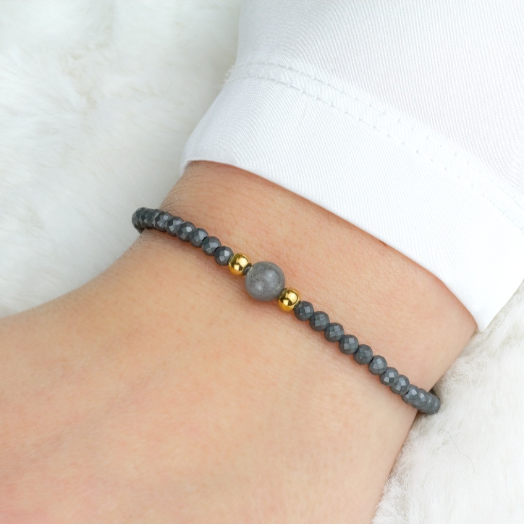Armband Damen aus Hämatit filigran mit echter Perle perfektes Geschenk für Frauen und Mädchen 3
