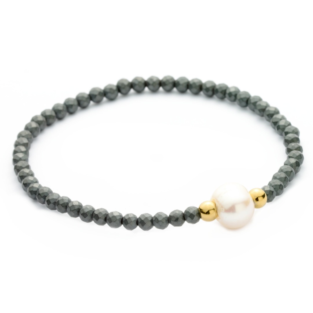 Armband Damen aus Hämatit filigran mit echter Perle perfektes Geschenk für Frauen und Mädchen