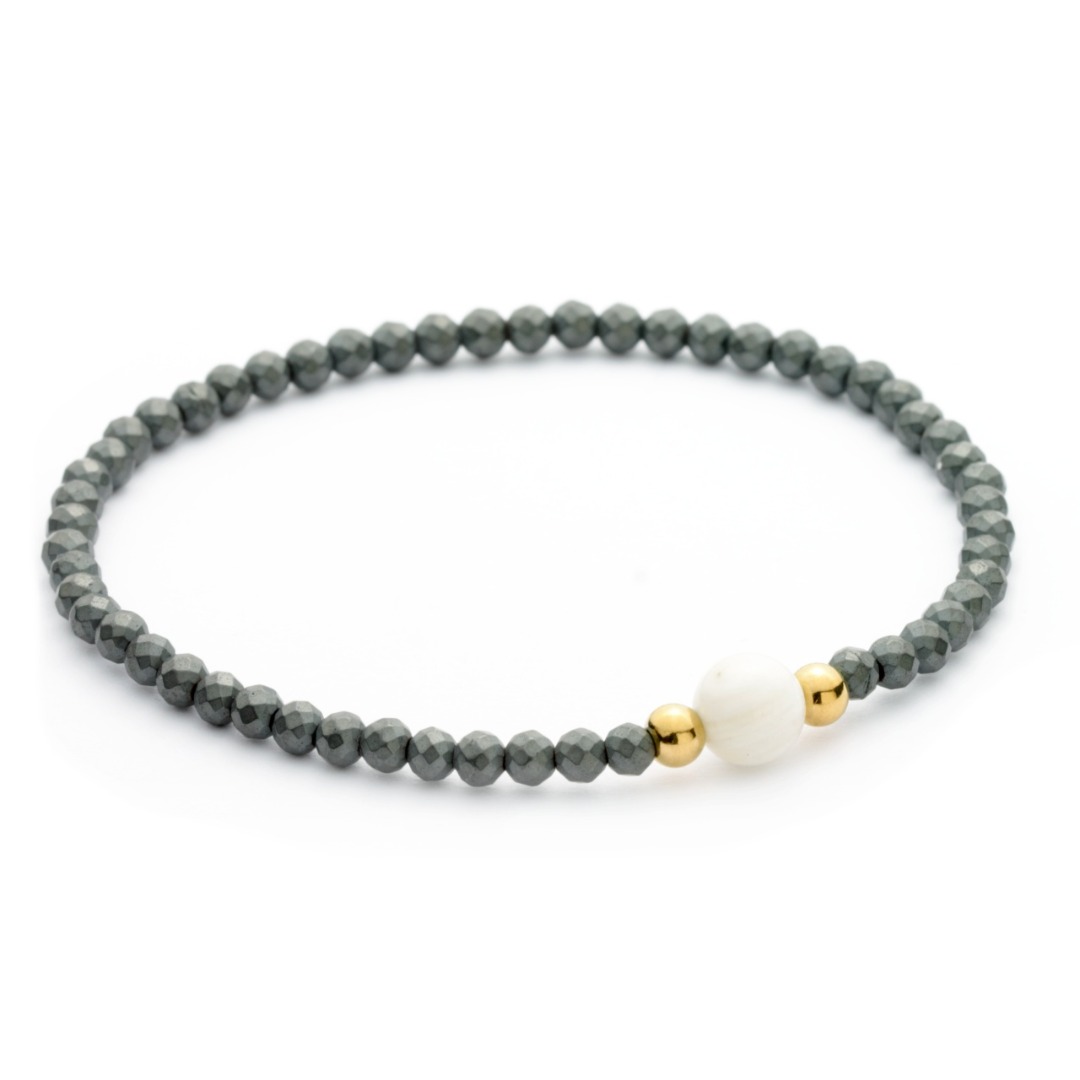 Armband Damen aus Hämatit filigran mit echter Perle perfektes Geschenk für Frauen und Mädchen 4