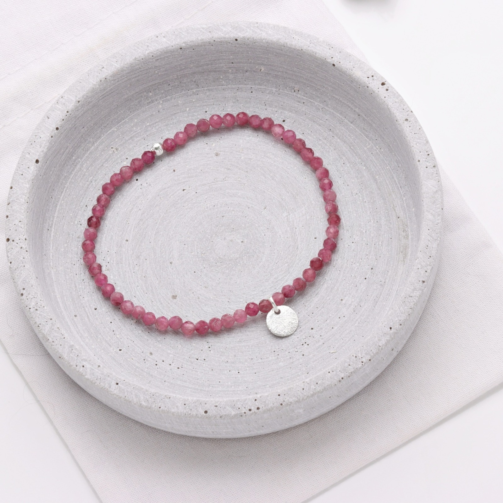 Armband aus echtem Pink Turmalin mit Anhänger Plättchen, perfektes Geschenk für Frauen 2