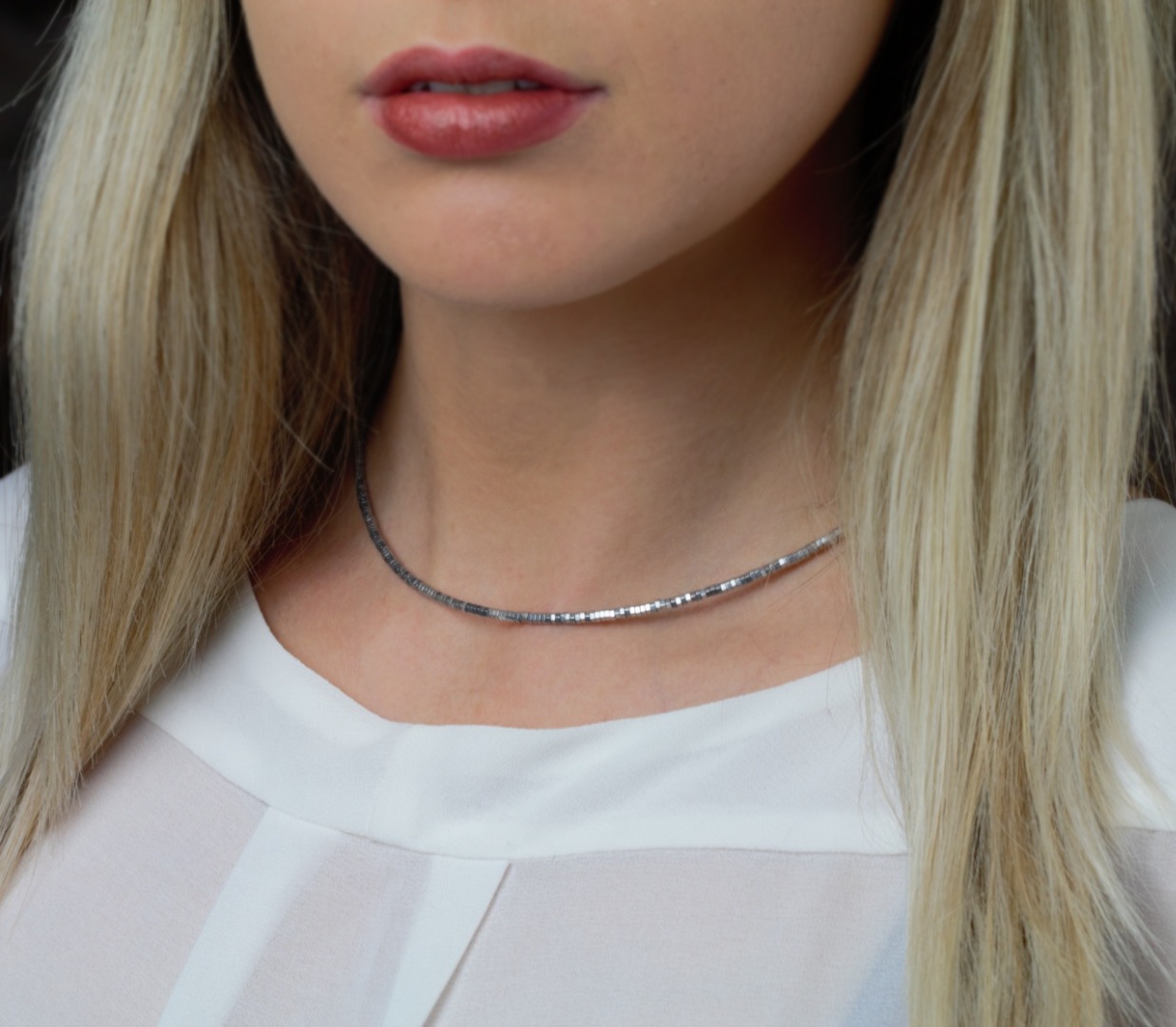 Filigrane Halskette für Damen aus Hämatit 925-er Silber 2