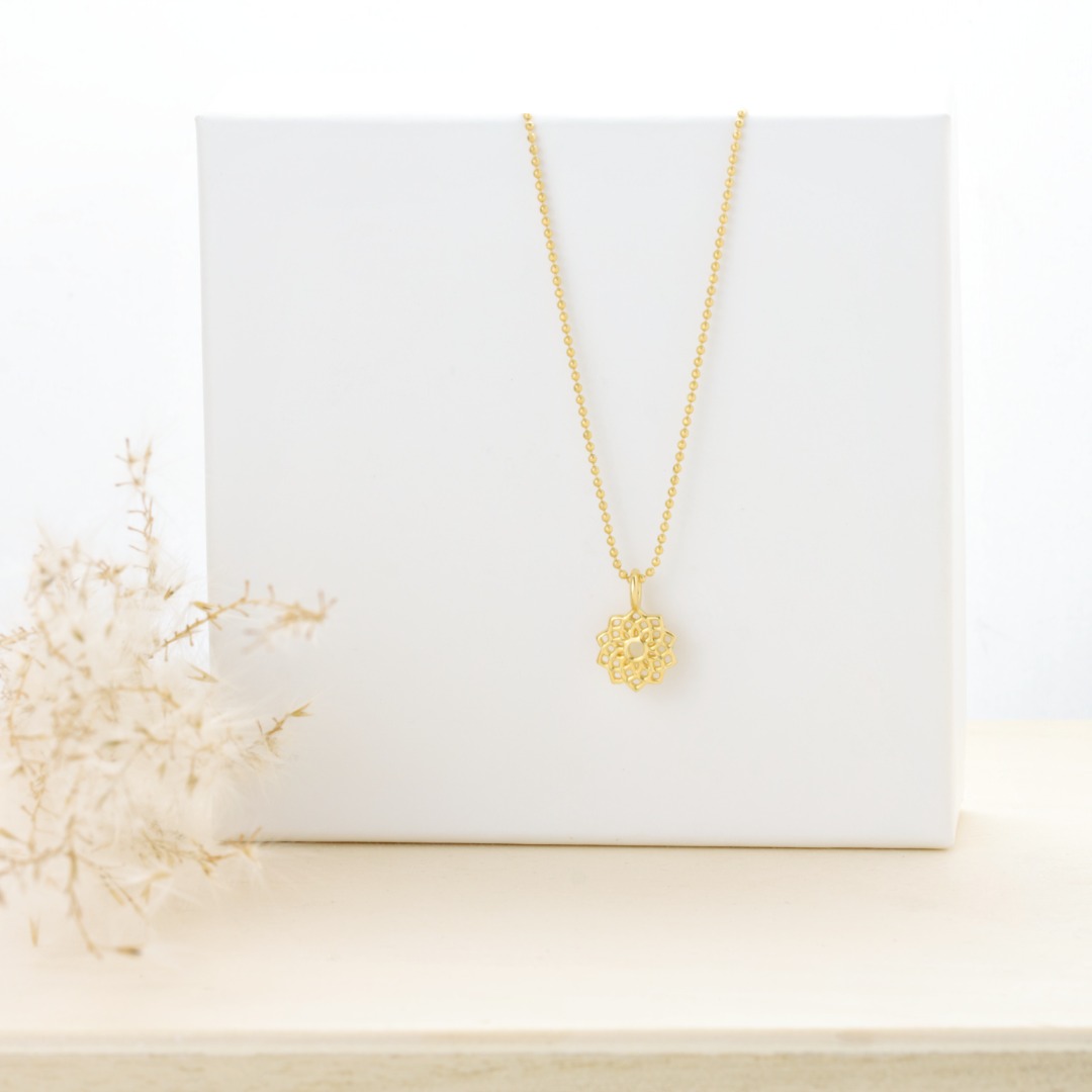 Damen Kette Silber oder Gold plattiert Anhänger kleine Lebensblume filigran schönes Geschenk 3