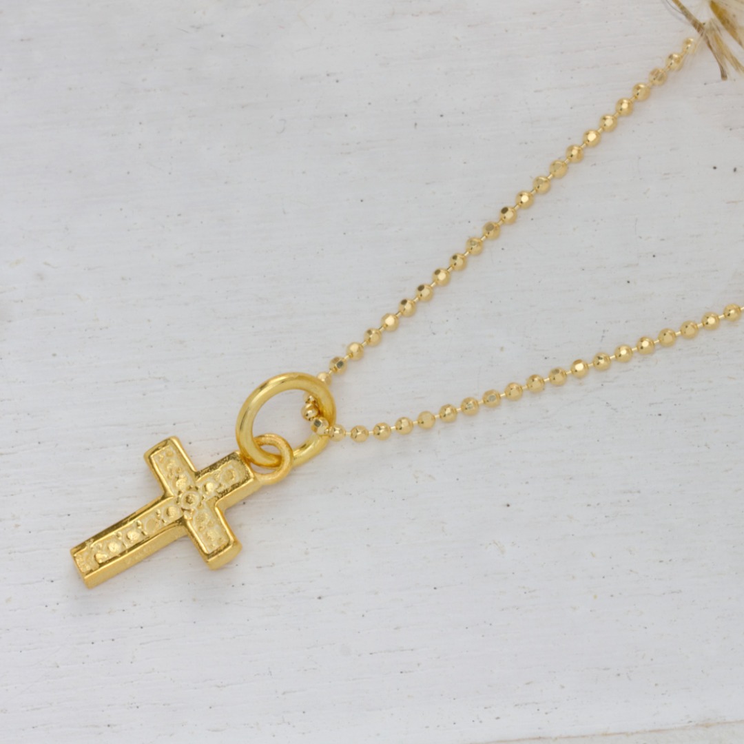 Damen Kette Silber oder Gold plattiert mit einem kleinen Kreuz schönes Geschenk 2