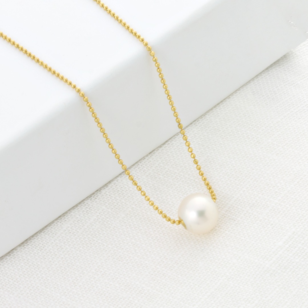 Damen Kette Silber oder Gold plattiert mit einer echten Perle Klasse AA filigran schönes Geschenk 2