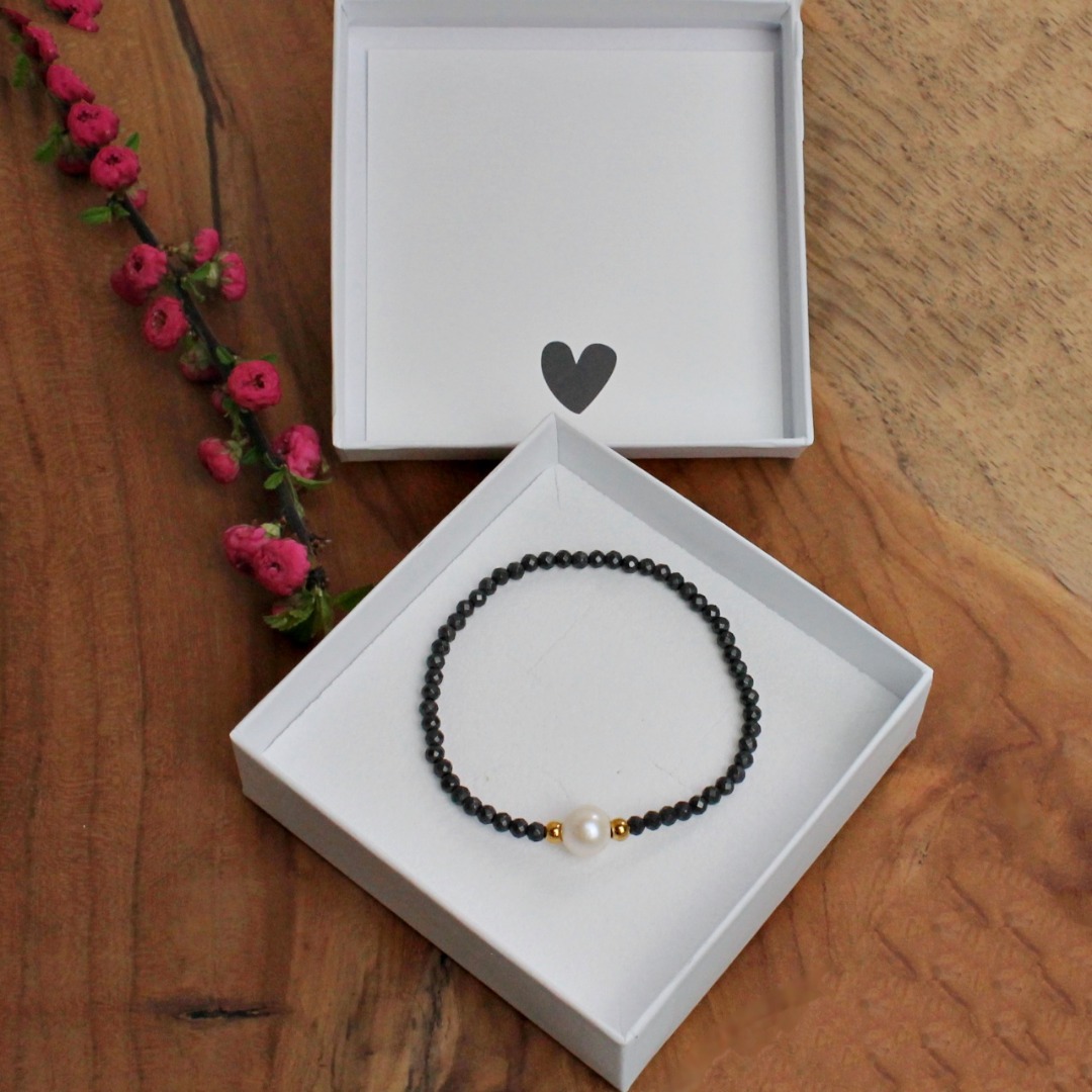 Armband Damen aus Hämatit filigran mit echter Perle perfektes Geschenk für Frauen und Mädchen 5