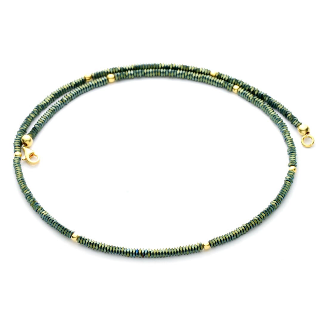 Filigrane Halskette für Damen aus Hämatit 925-er Silber vergoldet 4