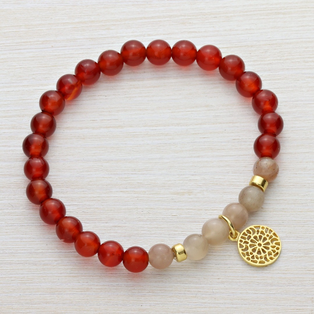Armband aus Karneol und Mondstein mit Mandala 4